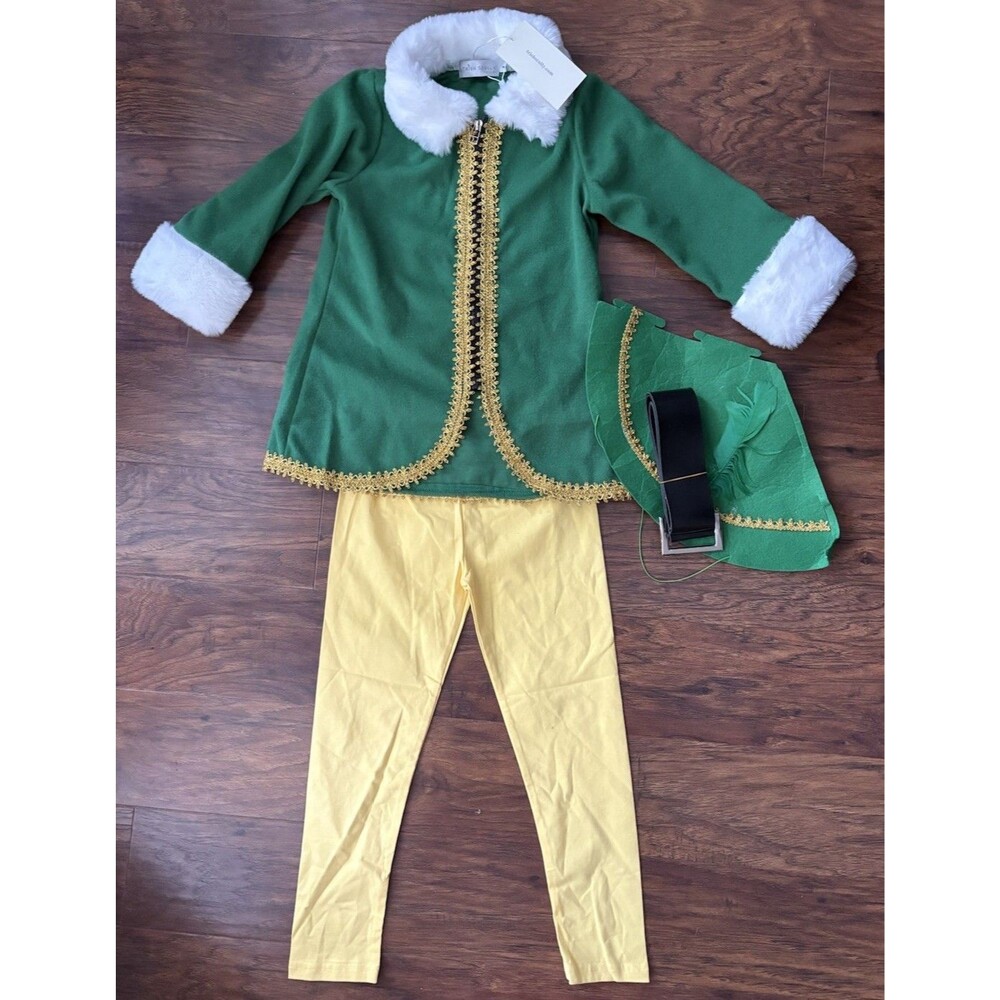 Trish Scully Child Elf Costume Size 4 Set Includes Jacket Pants Hat And Belt New